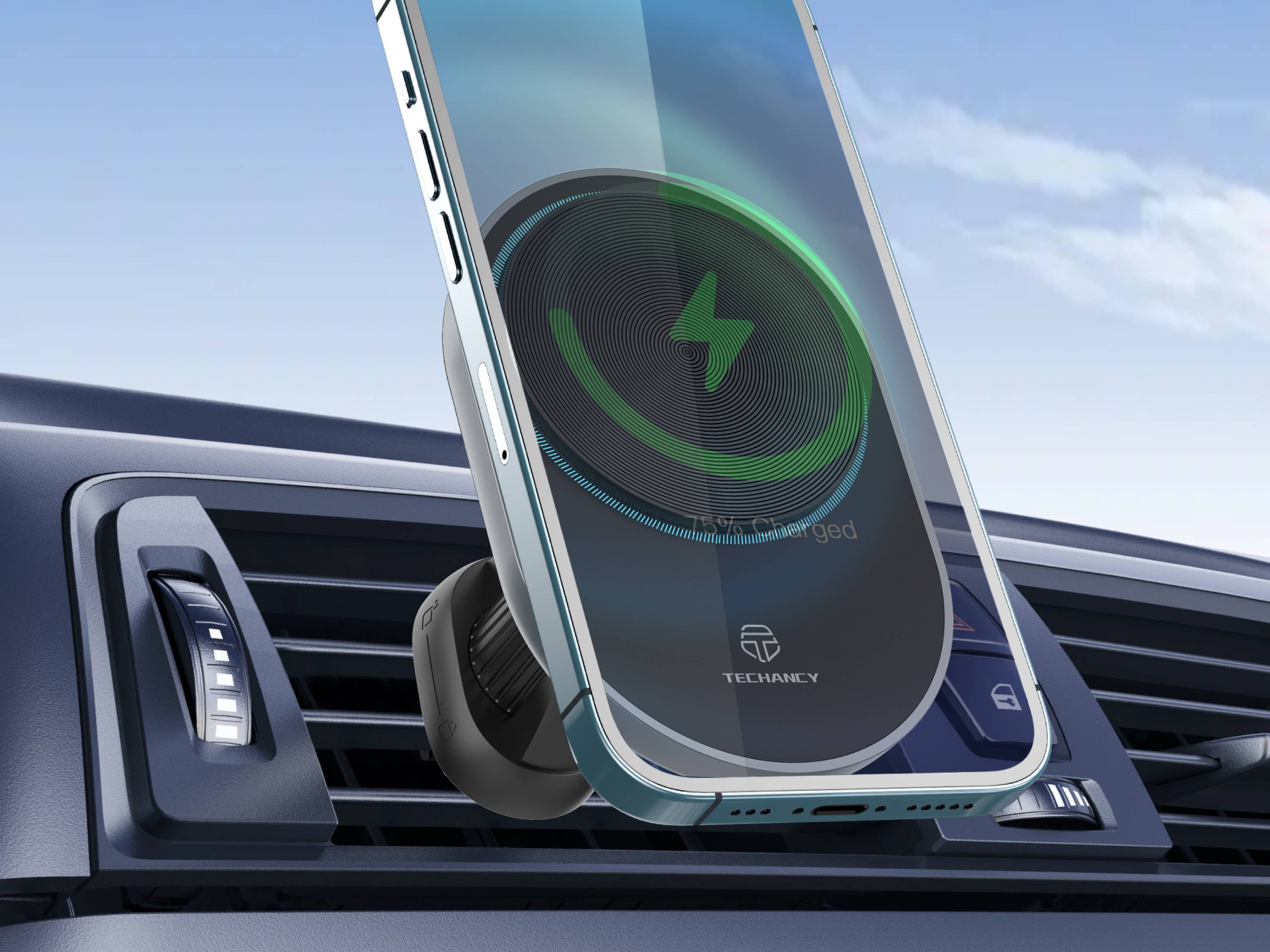 Techancy Magnetic Wireless Car Charger, 15W Fast Charging