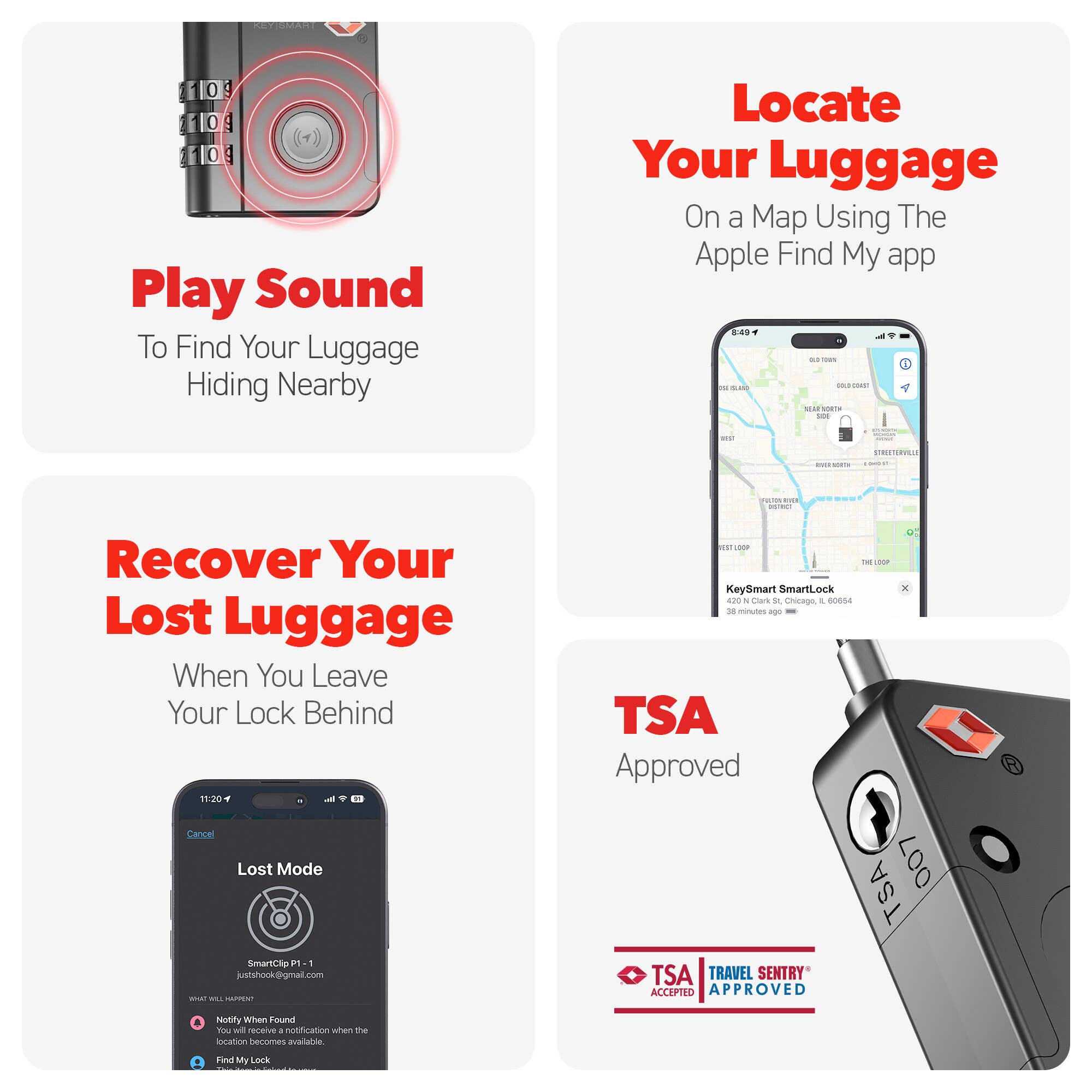 SmartLock Tracking Device | Luggage Lock | Works With Apple