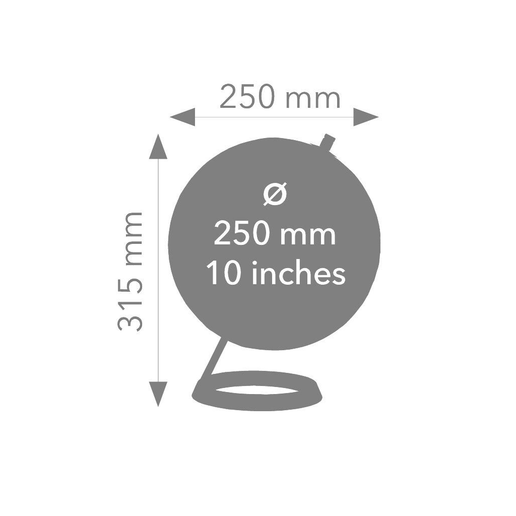 Troika World Globe 23.5° Tilt with 250mm diameter and 315mm height, ideal for home or office decor and educational use.