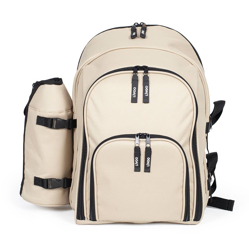Beige picnic backpack for 4 people
