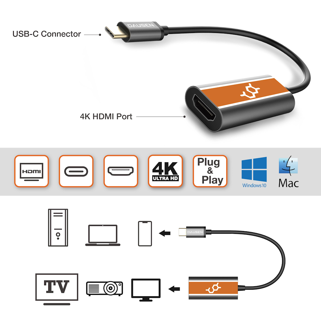 Dausen USB-C to 4K HDMI Adapter - B Cool 2