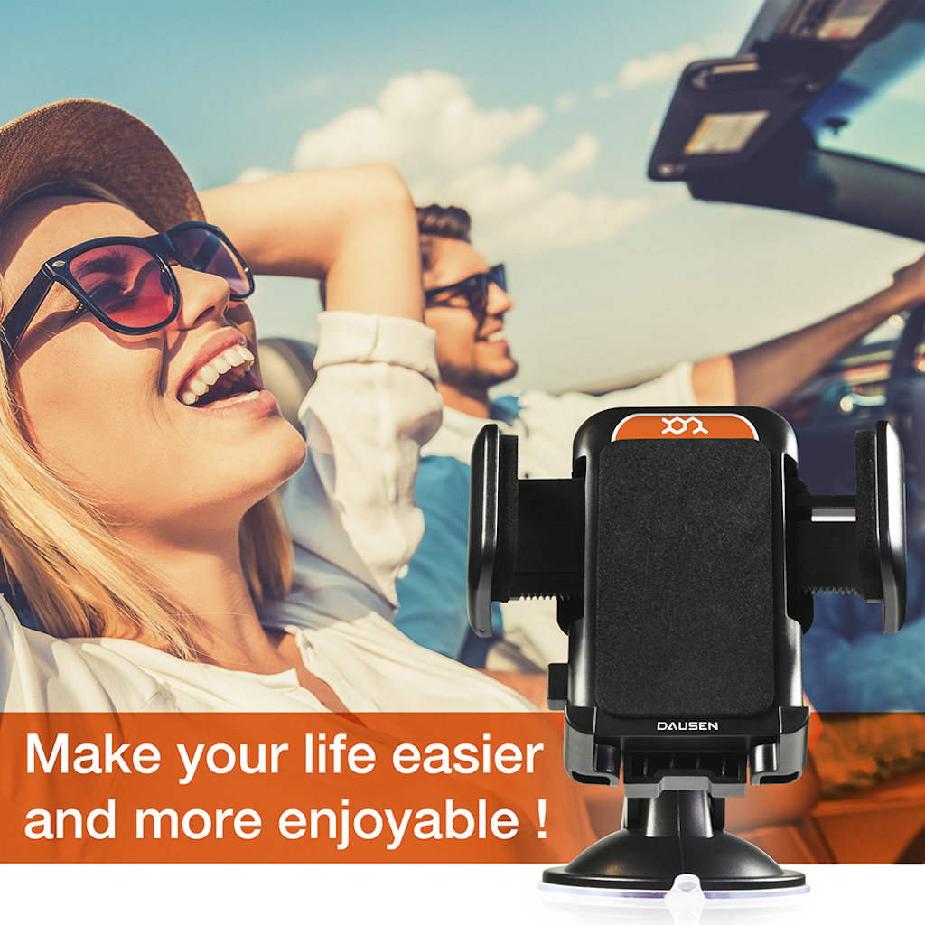 The 360° Windshield Phone Car Mount from Dausen can be used with all iPhones and all smartphones, perfect for navigation uses on the phone maps.