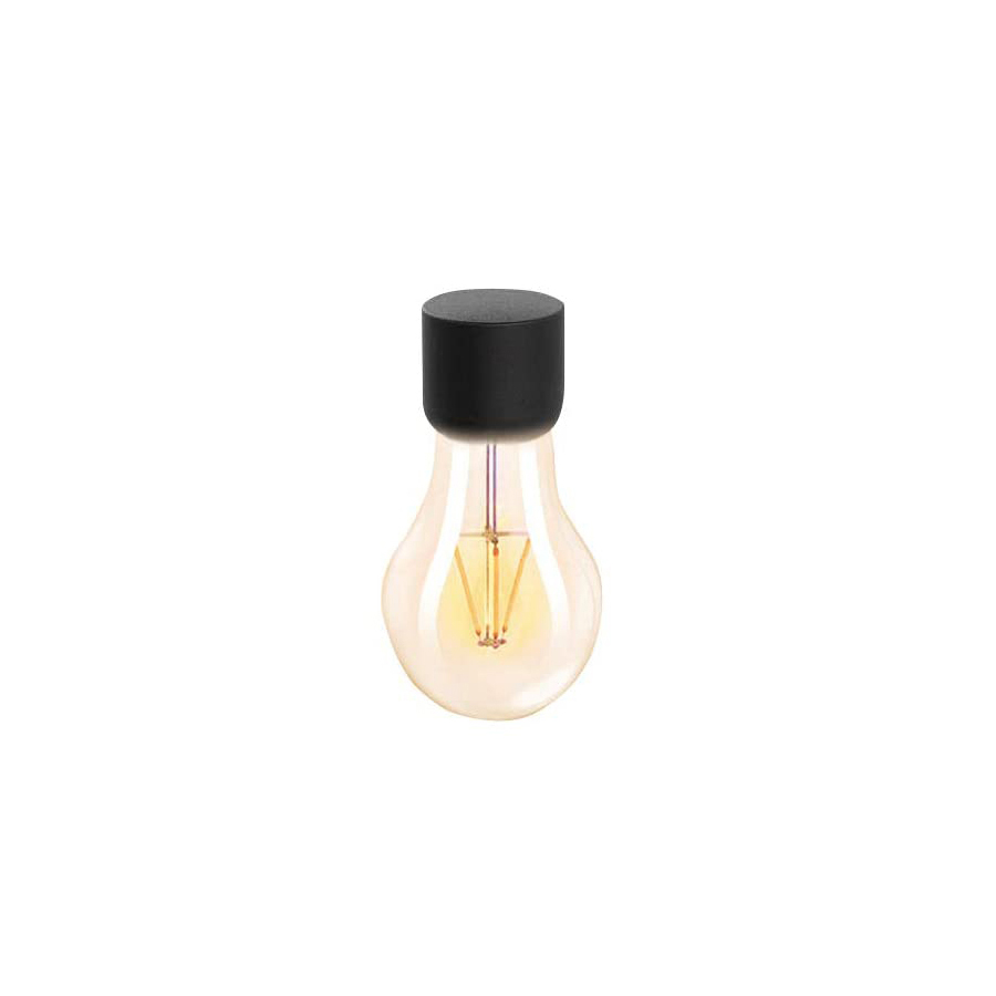 Levitating Light Bulb replacement bulb with black cap and amber filament, compatible with electromagnetic levitating lamp systems.