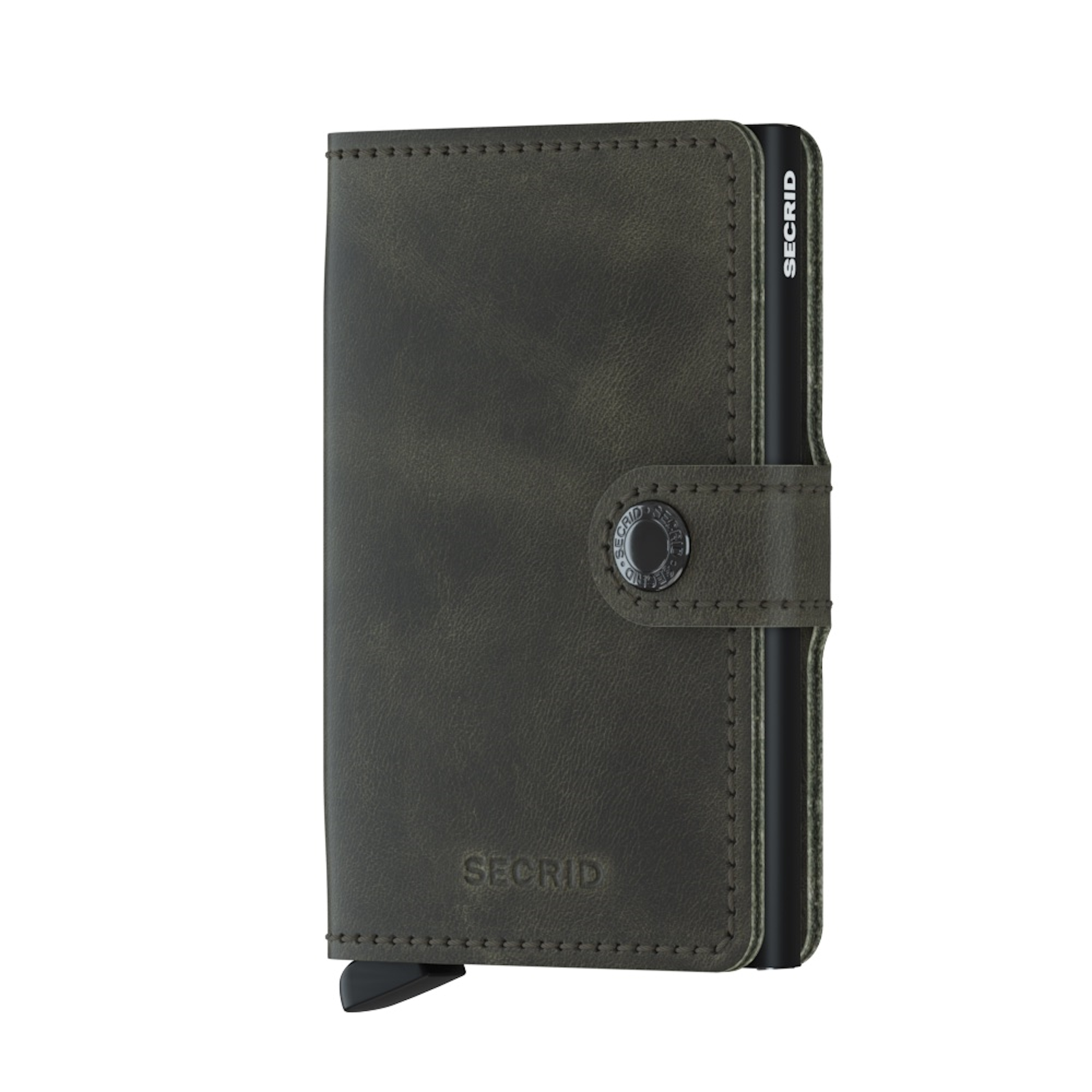 Secrid Miniwallet Vintage Olive - Black Housing of Aluminium / construction of stainless steel and POM Total RFID Protection for your Credit Cards Cool Flip up Patented Mechanism So Easy To use