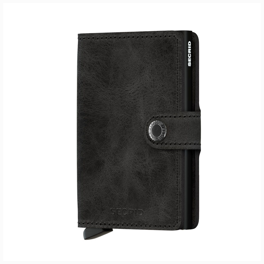 Buy Vintage Black Secrid Miniwallet with RFID protection and premium leather finish. Slim, secure card holder ideal for men’s and women’s everyday use.