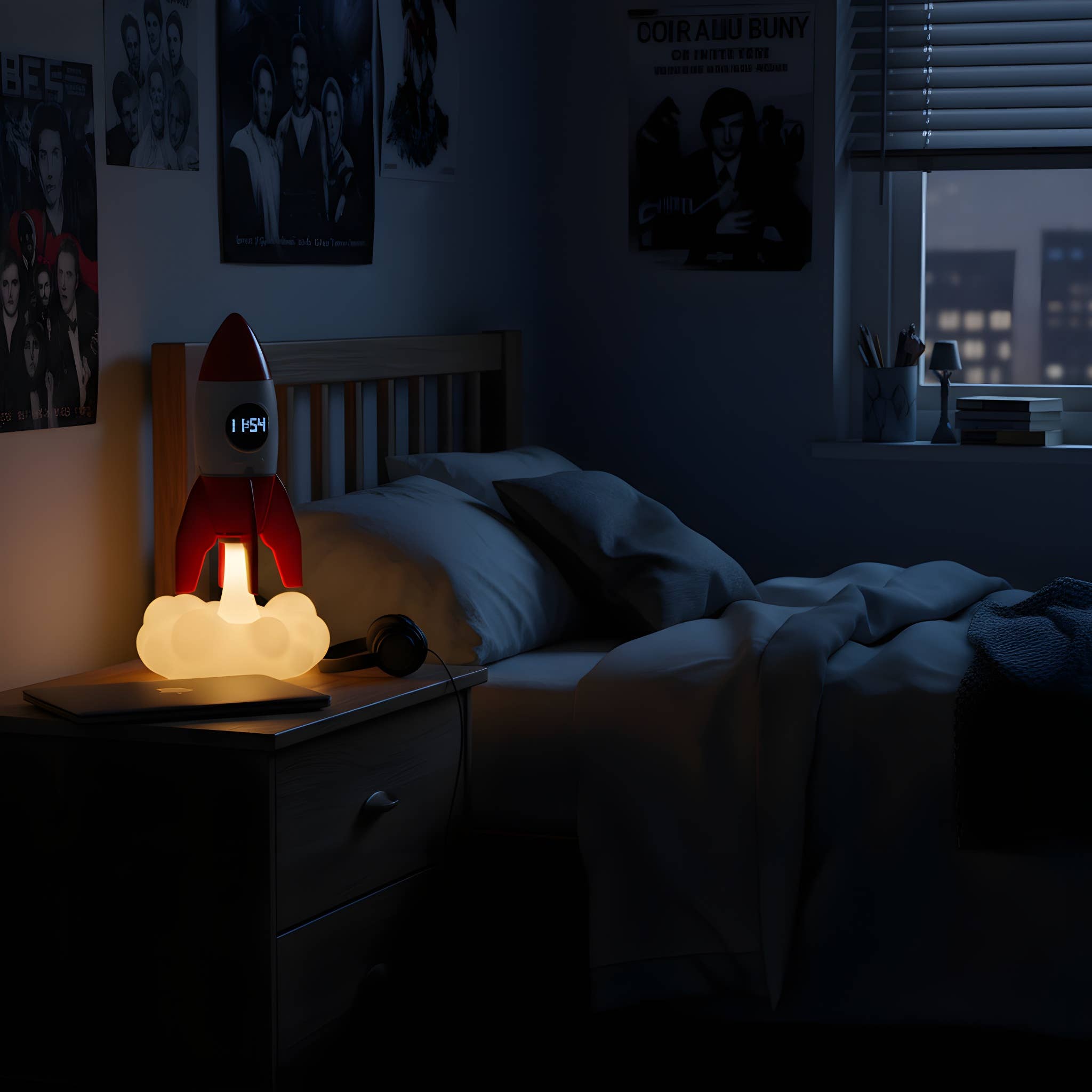 Rocket 3-in-1 Bedside Light, Digital Clock & Ceiling Project