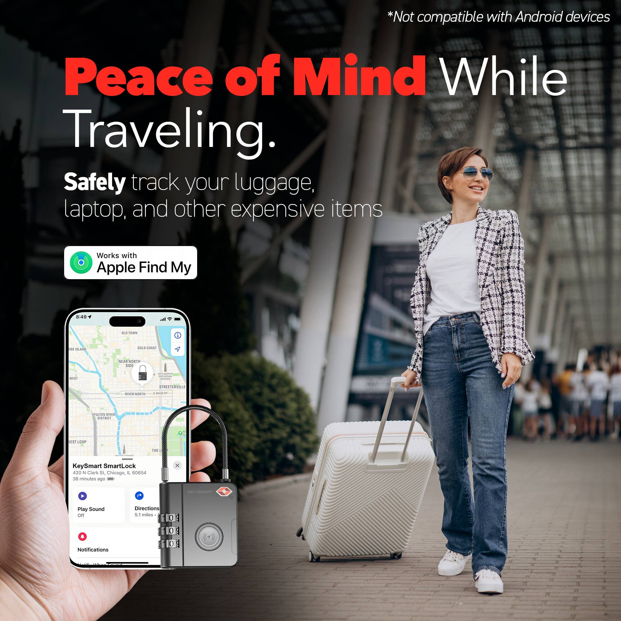 SmartLock Tracking Device | Luggage Lock | Works With Apple
