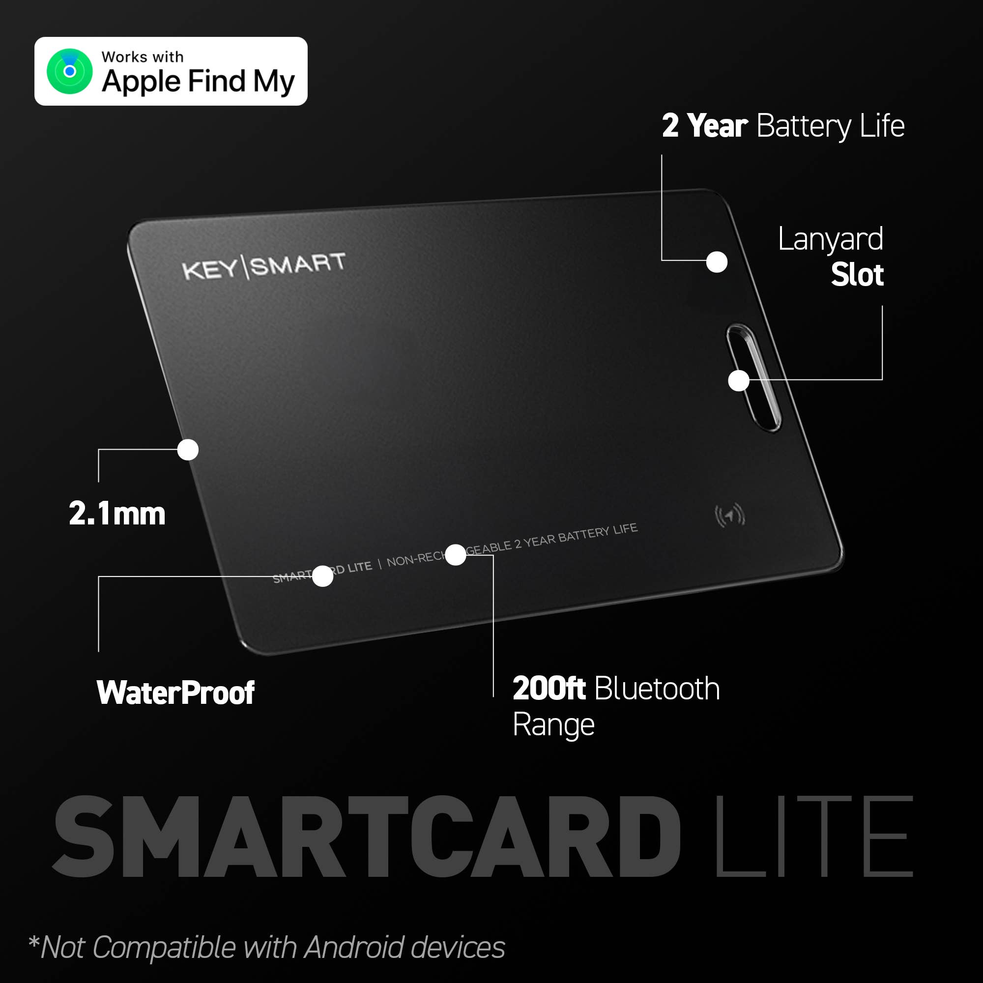 KeySmart® SmartCard Lite | Works With Apple Find My App