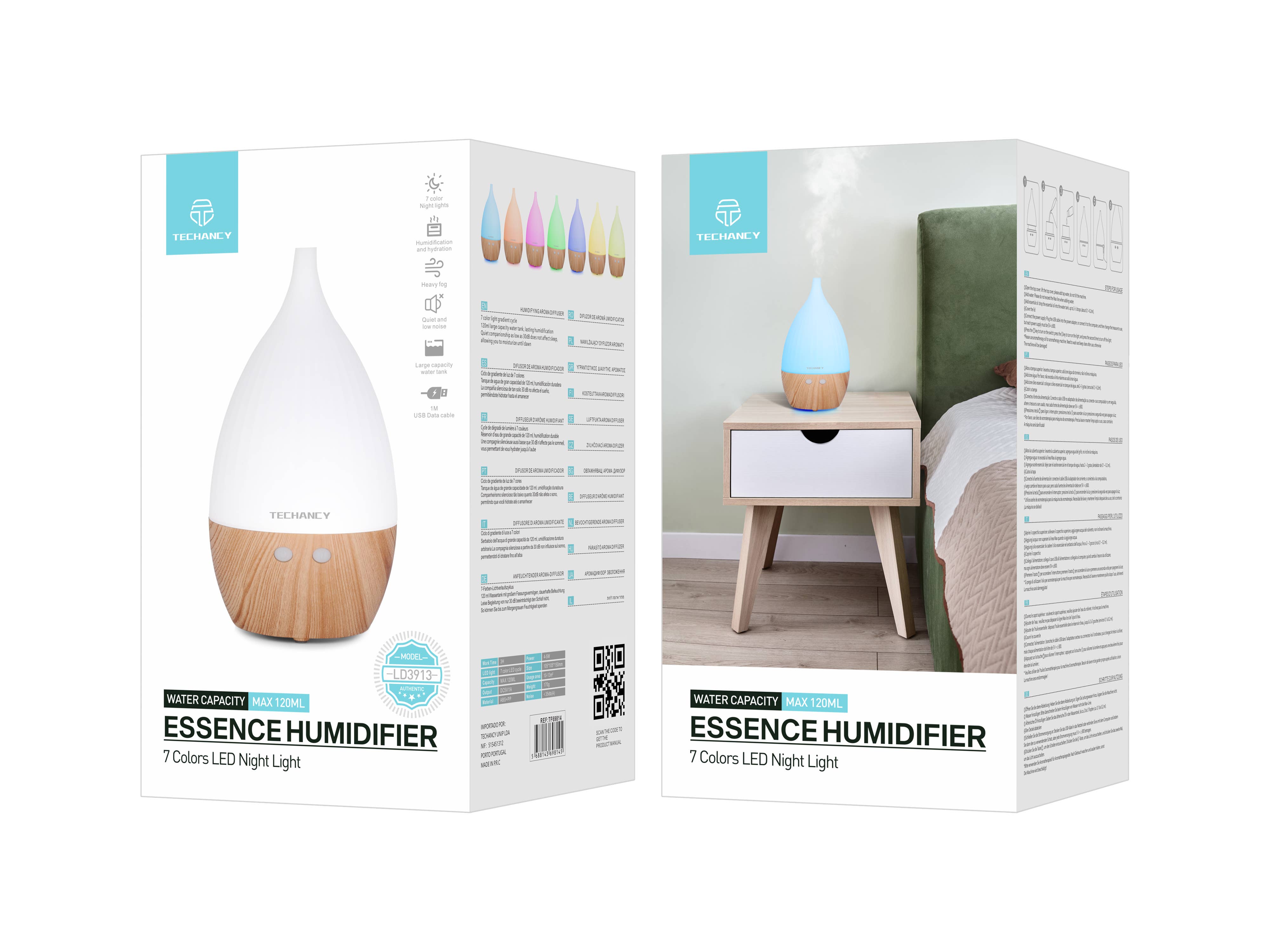 TECHANCY Oil Diffuser Humidifier 120ML
