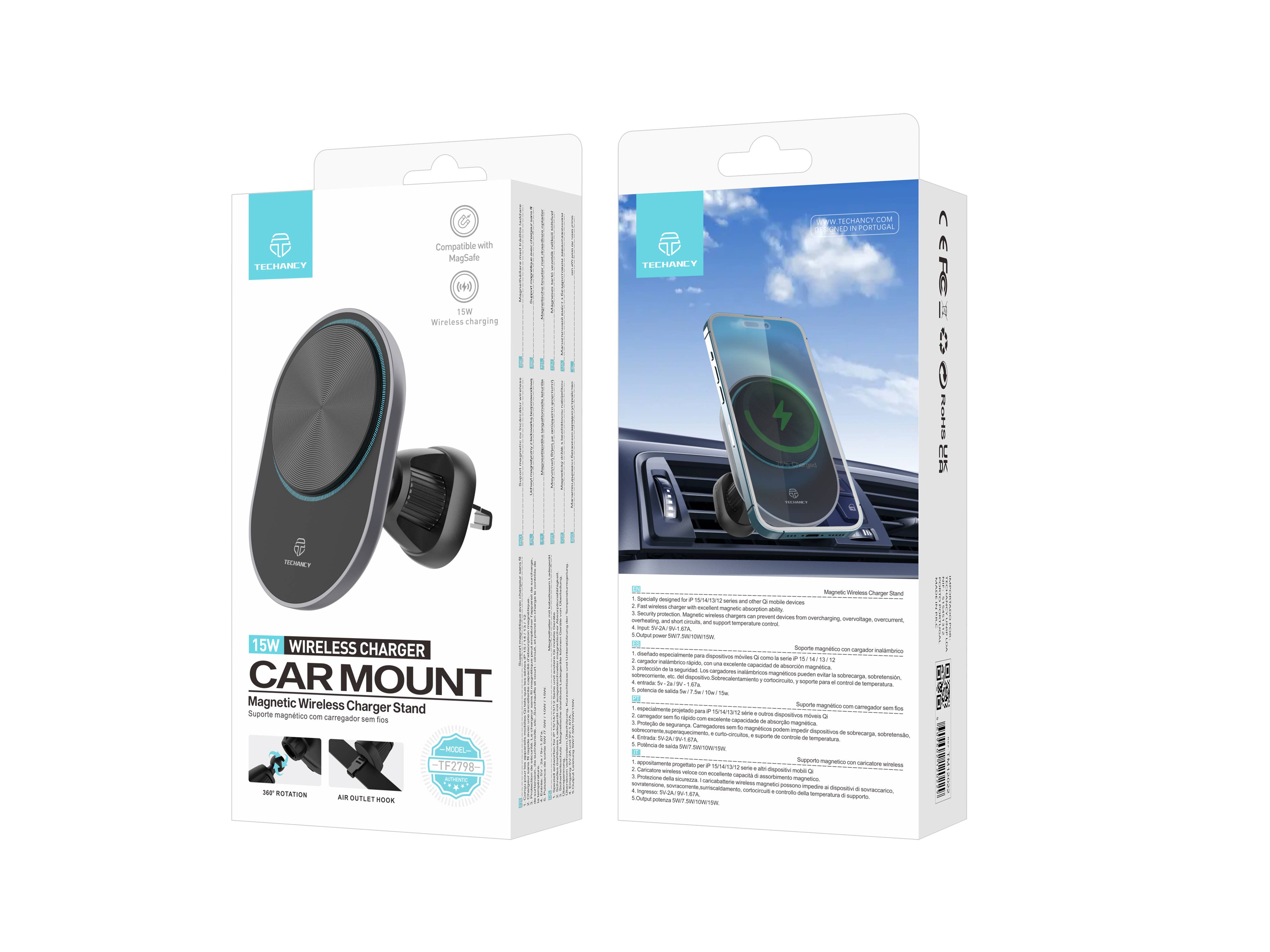 Techancy Magnetic Wireless Car Charger, 15W Fast Charging