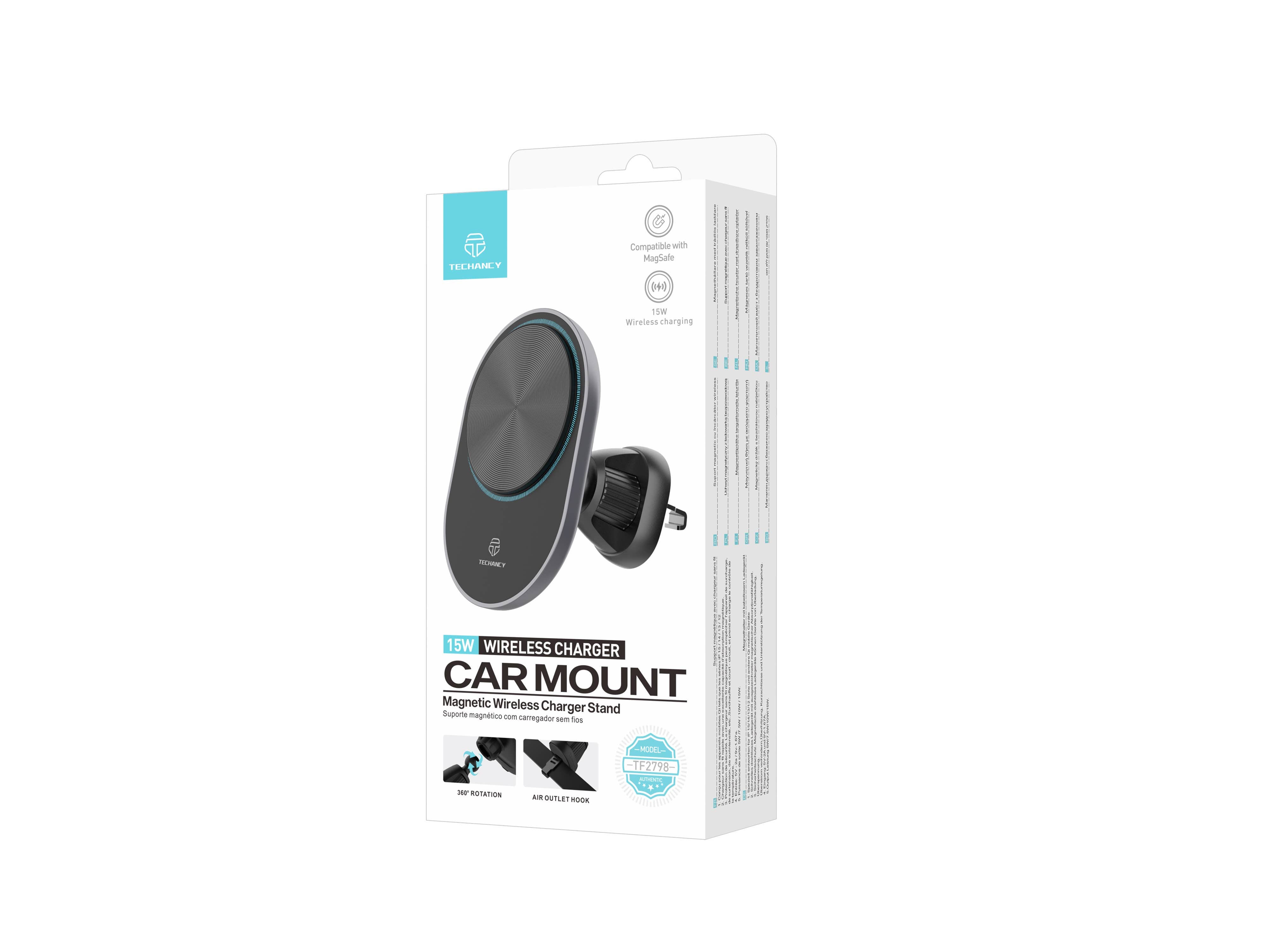 Techancy Magnetic Wireless Car Charger, 15W Fast Charging