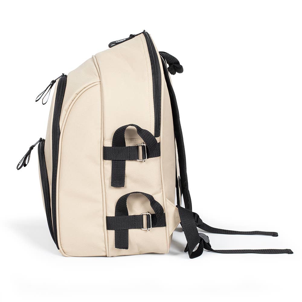 Beige backpack for picnics