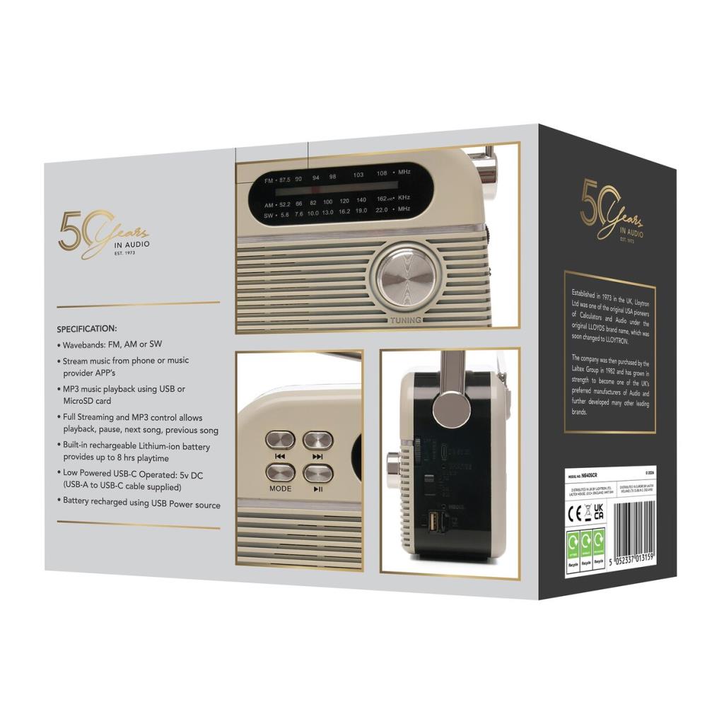 Rechargeable Retro Bluetooth 3 BAND RADIO and MP3 Player