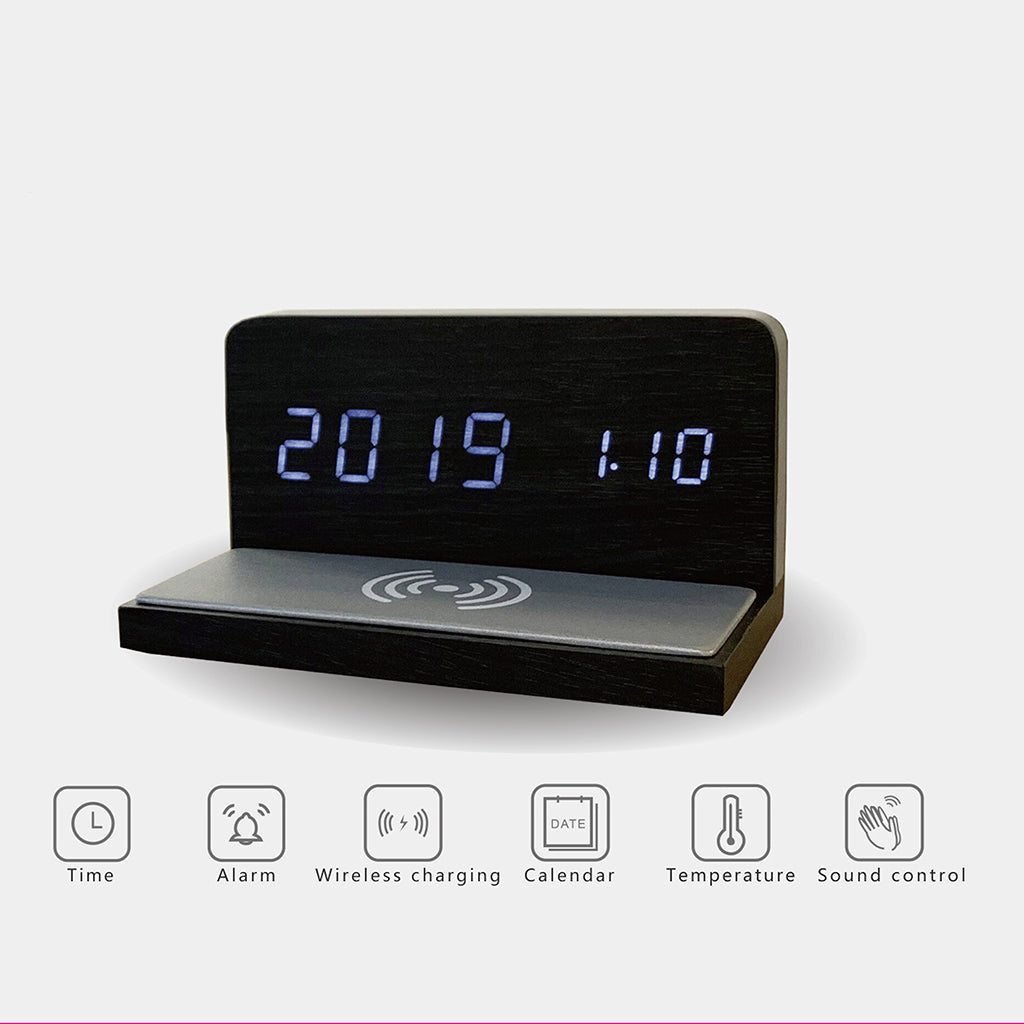 Wi-150 Wireless Charging Wood Clock