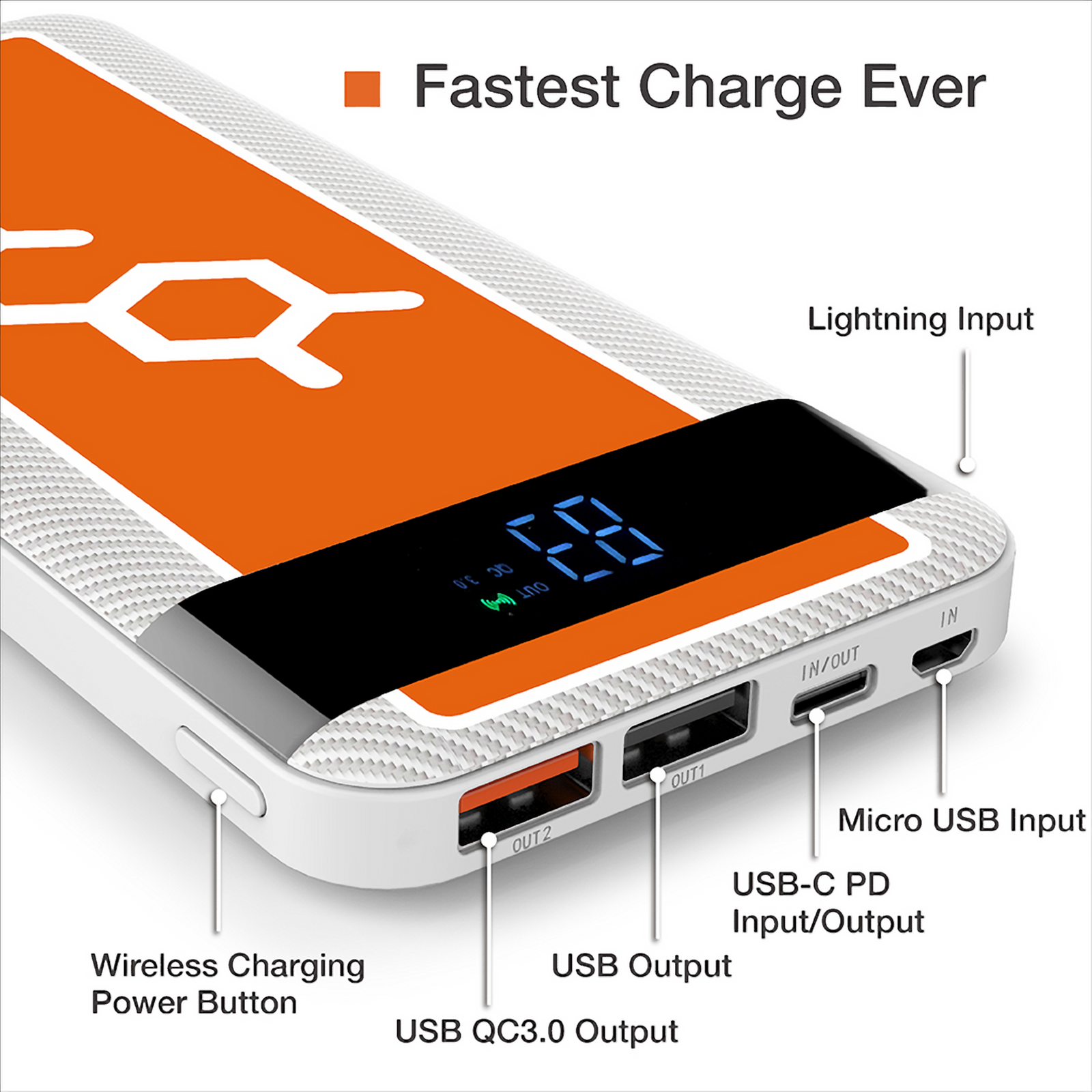 Dausen Wireless Power Bank Battery Capacity: 10000mAh / 37Wh