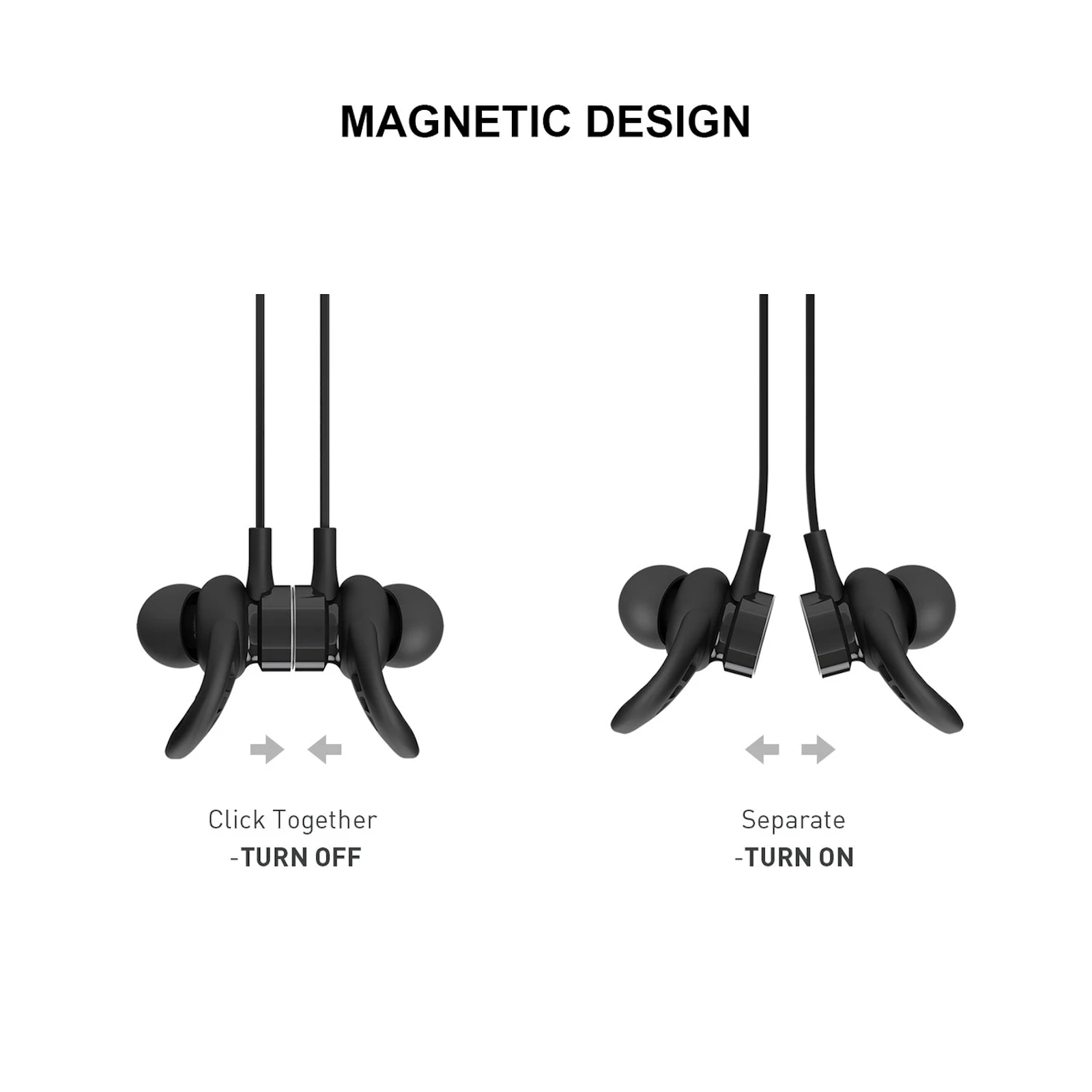 Jabees Mag Bluetooth Stereo Earphones Bluetooth V5.0 Class II Featuring the magnetic switch system that you only need to separate two earbuds to turn on and clasp them together to turn off. Comes as the Bluetooth Remote Shutter for selfie.