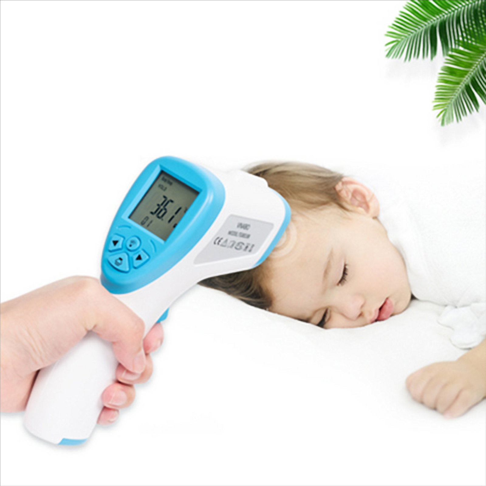 The infrared thermometer is non contact and is super easy use, it is simply point and click. the infrared beam will detect the temperature quickly and accurately. 