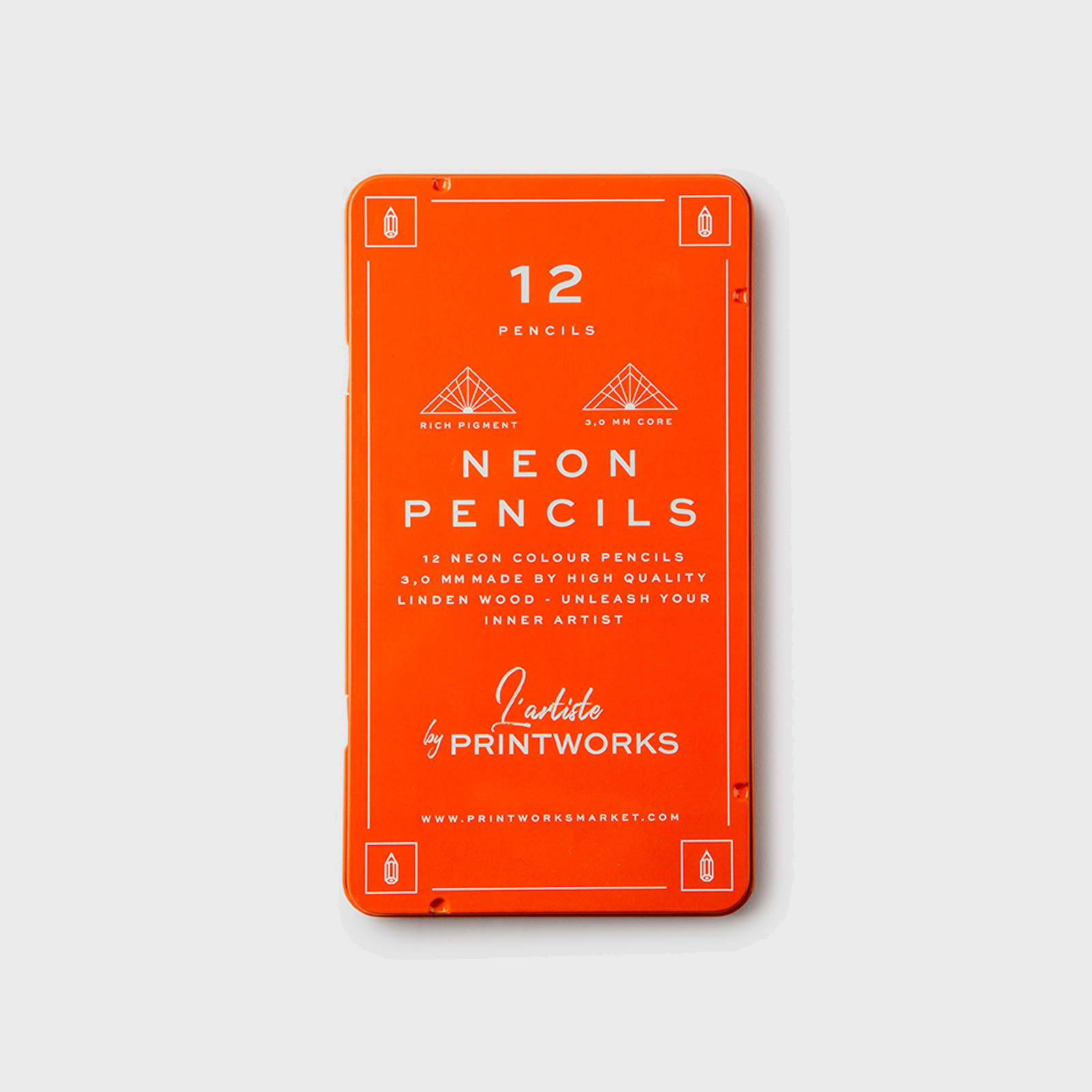 Printworks Colour pencils - Neon (12-set) 12 neon basic colours you need to get started on your projects