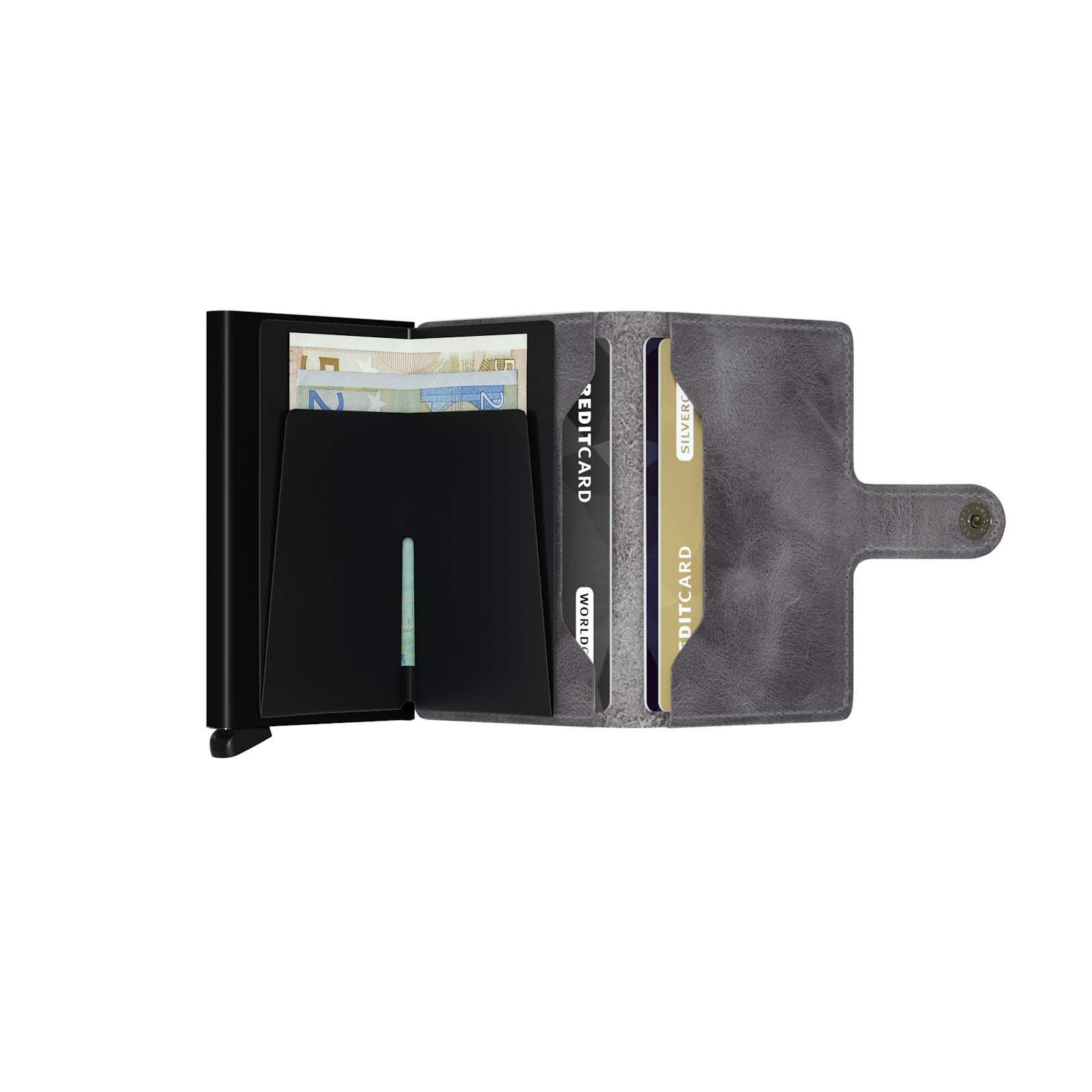 Secrid Miniwallet Vintage Grey - Black Housing of Aluminium / construction of stainless steel and POM Total RFID Protection for your Credit Cards Cool Flip up Patented Mechanism So Easy To use
